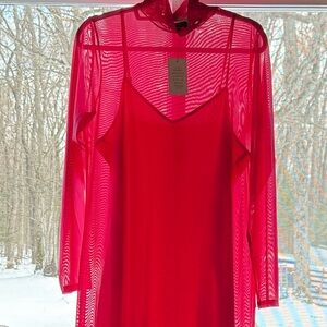 NEW Eloquii Fuchsia Midi Mesh Dress- size 14